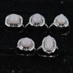 5 PCS Bulk Lot Pink Opal 925 Sterling Silver Rings (REXT150-37)