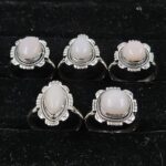 5 PCS Bulk Lot Pink Opal 925 Sterling Silver Rings (REXT150-39)