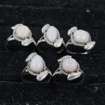 5 PCS Bulk Lot Pink Opal 925 Sterling Silver Rings (REXT150-33)