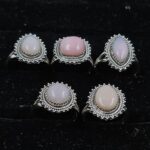 5 PCS Bulk Lot Pink Opal 925 Sterling Silver Rings (REXT150-31)