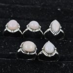 5 PCS Bulk Lot Pink Opal 925 Sterling Silver Rings (REXT150-40)