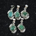 5 PCS Bulk Lot Emerald 925 Sterling Silver Pendant (REXT153-2)