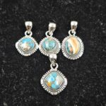 4 PCS Bulk Lot Spiny Oyster Turquoise 925 Sterling Silver Pendant (REXT152-46)