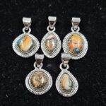 5 PCS Bulk Lot Spiny Oyster Turquoise 925 Sterling Silver Pendant (REXT152-41)