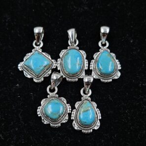 5 PCS Bulk Lot Mohave Turquoise 925 Sterling Silver Pendant (REXT152-26)