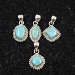 4 PCS Bulk Lot Mohave Turquoise 925 Sterling Silver Pendant (REXT152-29)