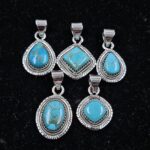 5 PCS Bulk Lot Mohave Turquoise 925 Sterling Silver Pendant (REXT152-23)
