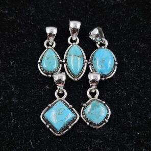 5 PCS Bulk Lot Mohave Turquoise 925 Sterling Silver Pendant (REXT152-22)