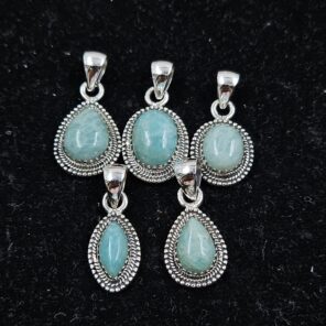 5 PCS Bulk Lot Amazonite 925 Sterling Silver Pendant (REXT151-42)