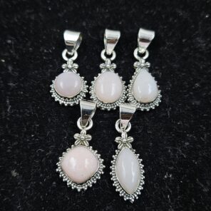 5 PCS Bulk Lot Pink Opal 925 Sterling Silver Pendant (REXT154-3)