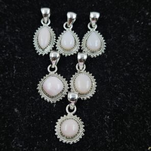 6 PCS Bulk Lot Pink Opal 925 Sterling Silver Pendant (REXT154-8)