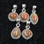 5 PCS Bulk Lot Sunstone 925 Sterling Silver Pendant (REXT154-17)