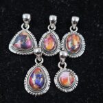 5 PCS Bulk Lot Pink Dahlia Turquoise 925 Sterling Silver Pendant (REXT152-36)