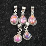5 PCS Bulk Lot Pink Dahlia Turquoise 925 Sterling Silver Pendant (REXT152-37)