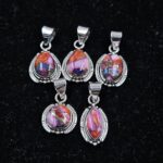 5 PCS Bulk Lot Pink Dahlia Turquoise 925 Sterling Silver Pendant (REXT152-38)
