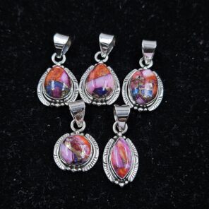 5 PCS Bulk Lot Pink Dahlia Turquoise 925 Sterling Silver Pendant (REXT152-38)
