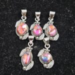 5 PCS Bulk Lot Pink Dahlia Turquoise 925 Sterling Silver Pendant (REXT152-31)