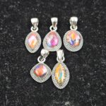 5 PCS Bulk Lot Pink Dahlia Turquoise 925 Sterling Silver Pendant (REXT152-33)