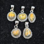 5 PCS Bulk Lot Bumble Bee Jasper 925 Sterling Silver Pendant (REXT153-44)