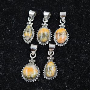 5 PCS Bulk Lot Bumble Bee Jasper 925 Sterling Silver Pendant (REXT153-45)