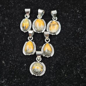 6 PCS Bulk Lot Bumble Bee Jasper 925 Sterling Silver Pendant (REXT153-49)