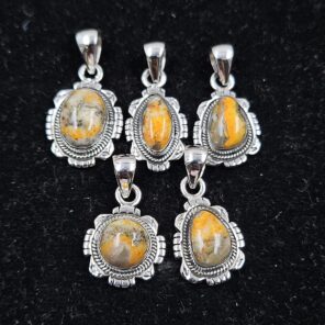 5 PCS Bulk Lot Bumble Bee Jasper 925 Sterling Silver Pendant (REXT153-42)