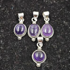 4 PCS Bulk Lot Amethyst 925 Sterling Silver Pendant (REXT153-29)