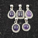 5 PCS Bulk Lot Amethyst 925 Sterling Silver Pendant (REXT153-23)