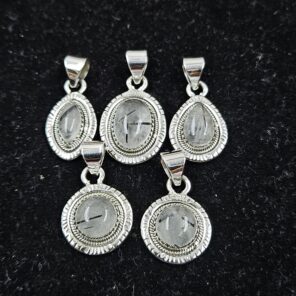 5 PCS Bulk Lot Black Rutile 925 Sterling Silver Pendant (REXT151-32)