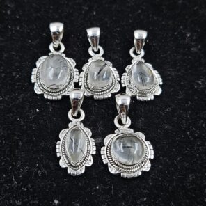 5 PCS Bulk Lot Black Rutile 925 Sterling Silver Pendant (REXT151-33)