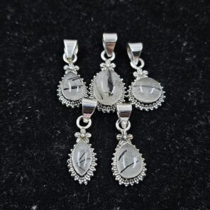 5 PCS Bulk Lot Black Rutile 925 Sterling Silver Pendant (REXT151-34)