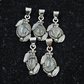 5 PCS Bulk Lot Black Rutile 925 Sterling Silver Pendant (REXT151-36)