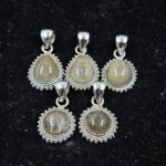 5 PCS Bulk Lot Golden Rutile 925 Sterling Silver Pendant (REXT152-18)