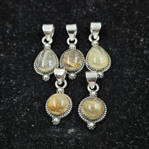 5 PCS Bulk Lot Golden Rutile 925 Sterling Silver Pendant (REXT152-12)