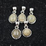 5 PCS Bulk Lot Golden Rutile 925 Sterling Silver Pendant (REXT152-13)