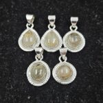 5 PCS Bulk Lot Golden Rutile 925 Sterling Silver Pendant (REXT152-14)