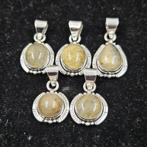 5 PCS Bulk Lot Golden Rutile 925 Sterling Silver Pendant (REXT152-15)