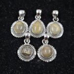 5 PCS Bulk Lot Golden Rutile 925 Sterling Silver Pendant (REXT152-16)