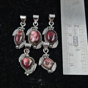 5 PCS Bulk Lot Red Rose Dahlia 925 Sterling Silver Pendant (REXT153-38)