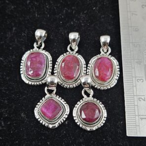 5 PCS Bulk Lot Ruby 925 Sterling Silver Pendant (REXT153-14)