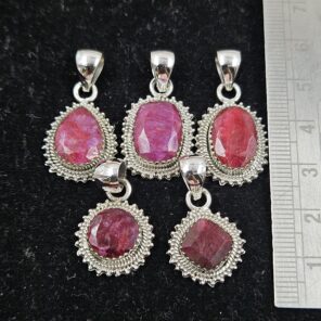 5 PCS Bulk Lot Ruby 925 Sterling Silver Pendant (REXT153-17)