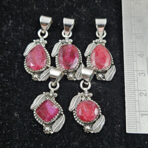 5 PCS Bulk Lot Ruby 925 Sterling Silver Pendant (REXT153-18)