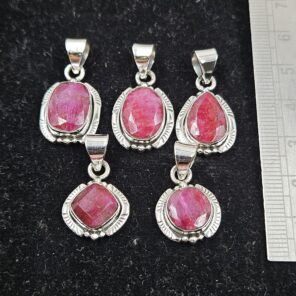 5 PCS Bulk Lot Ruby 925 Sterling Silver Pendant (REXT153-20)