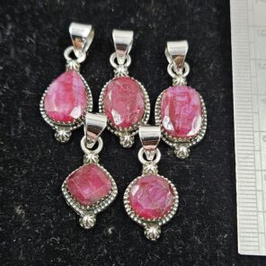 5 PCS Bulk Lot Ruby 925 Sterling Silver Pendant (REXT153-13)