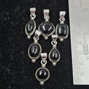6 PCS Bulk Lot Black Onyx 925 Sterling Silver Pendant (REXT152-10)