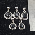 5 PCS Bulk Lot Black Onyx 925 Sterling Silver Pendant (REXT152-7)
