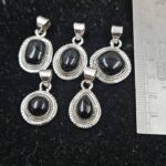 5 PCS Bulk Lot Black Onyx 925 Sterling Silver Pendant (REXT152-9)