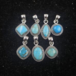 7 PCS Bulk Lot Mohave Turquoise 925 Sterling Silver Pendant (REXT152-30)