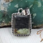Black Jack Turquoise 1.25" 925 Sterling Silver Pendant (RS41-478)