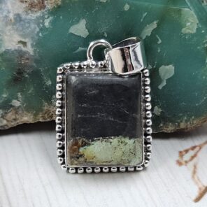 Black Jack Turquoise 1.25" 925 Sterling Silver Pendant (RS41-478)